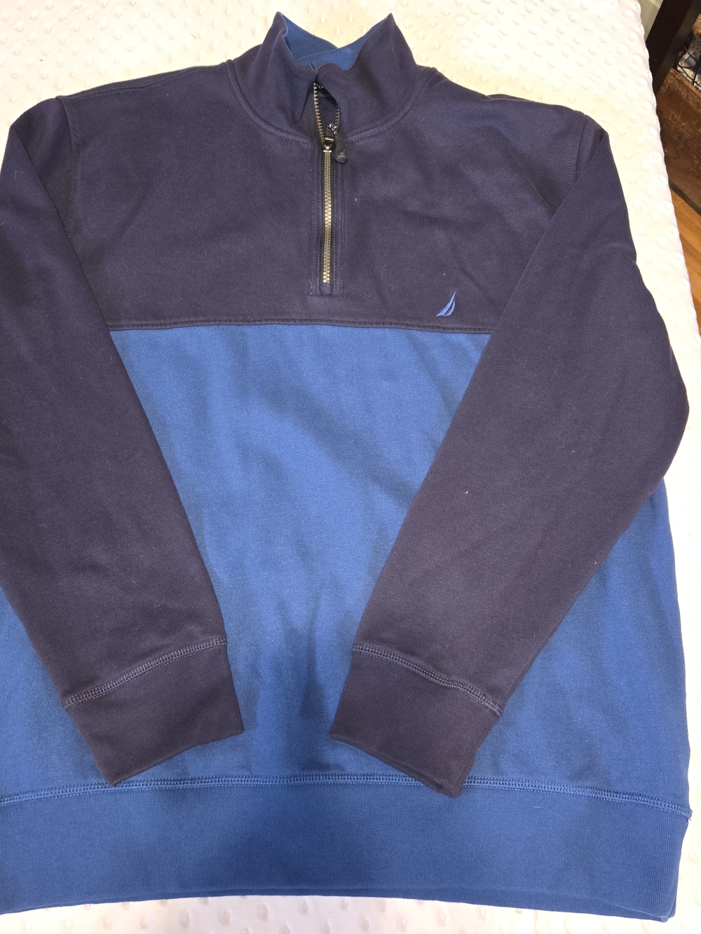 Nautica XL Men's Two-Tone Navy and Blue Quarter-Zip Sweater